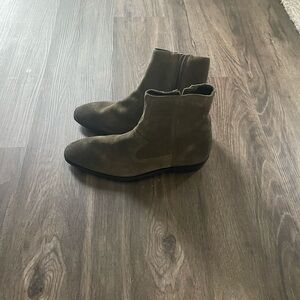 Men's Suede Ankle Boots - Olive Green